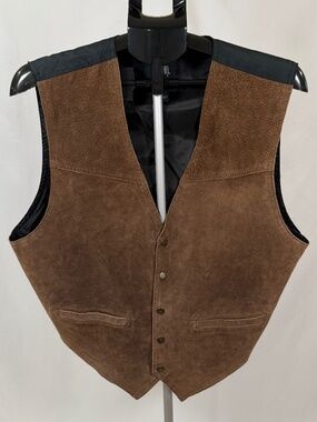 Stefano Vintage Brown Leather Vest Western Style Size L